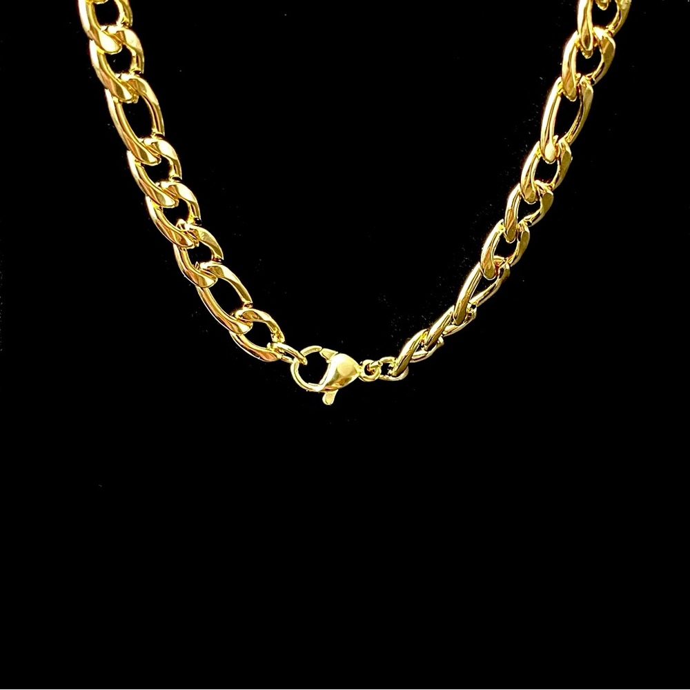 22” Gold Plated Stainless Steel Figaro Chain for Men – 5mm - Picture 4 of 4